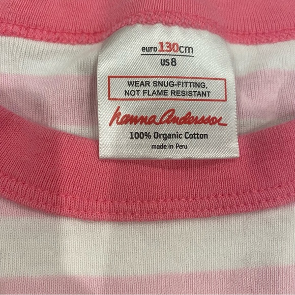 Hanna Andersson Organic Cotton Pajamas PJs Sz 130 8 Girls Pink Striped Set GUC - Picture 3 of 7